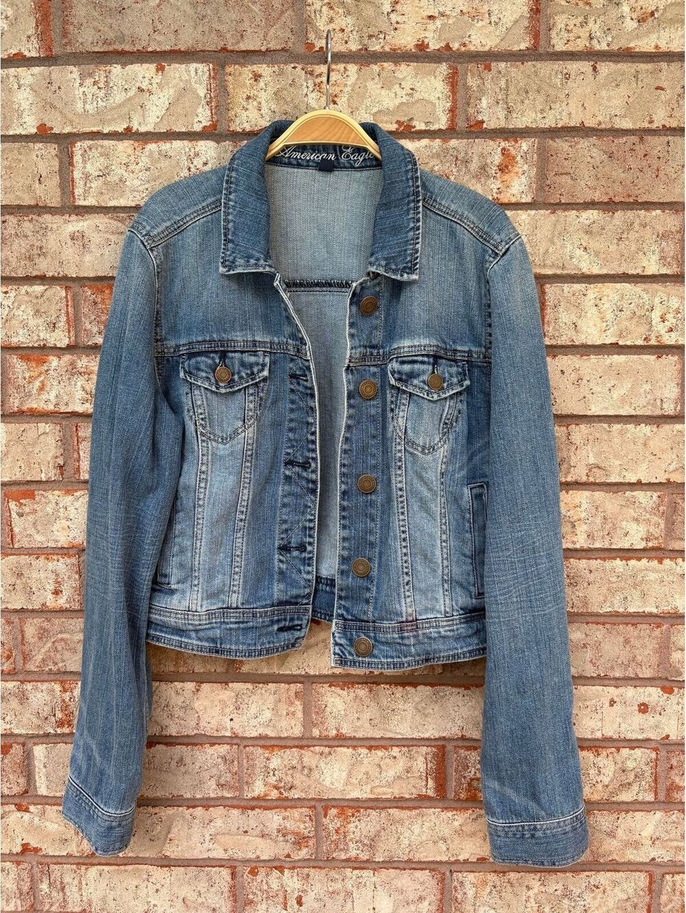 American Eagle Outfitters Womens Blue Denim Jean Jacket Size L